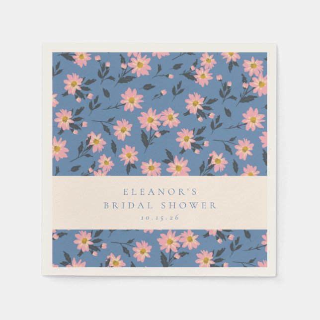 Personalized Blue and Yellow Florals Spring Garden Napkin (Front)