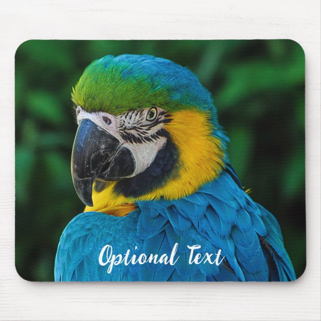 Personalized Blue and Yellow Macaw Parrot Mouse Pad (Front)