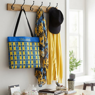 Personalized Blue and yellow tribal Tote Bag
