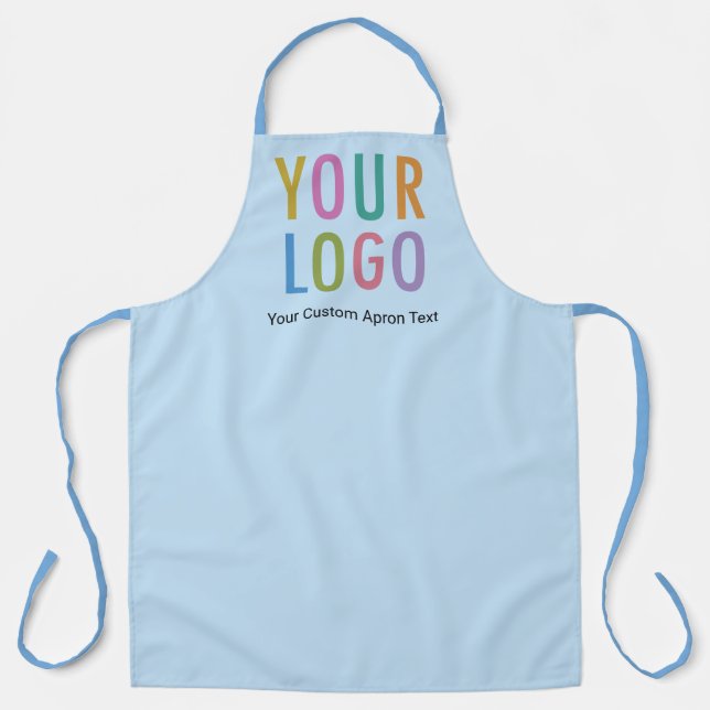 Personalized Blue Apron with Custom Logo Name Text (Front)