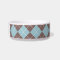 Personalized blue argyle dog bone pet food bowl