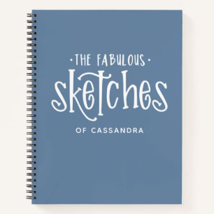 Personalized Blue Artist Sketchbook Notebook