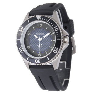 Personalized Blue Automotive Carbon Fibre Style Watch
