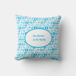 Personalized Blue Baby Boy Baby Shower Nursery  Throw Pillow