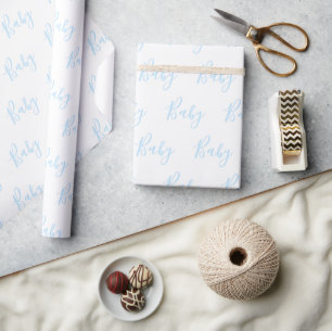Personalized Blue Baby Boy Elegant Baby Wrapping Paper