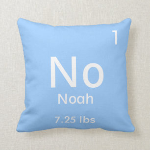 Personalized Blue Baby Boy Element Throw Pillow