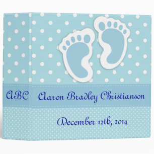 Personalized Blue Baby Boy Footprints Photo Album Binder