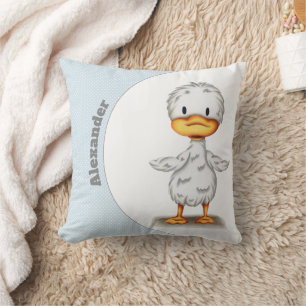 Personalized Blue Baby Duck Nursery Throw Pillow