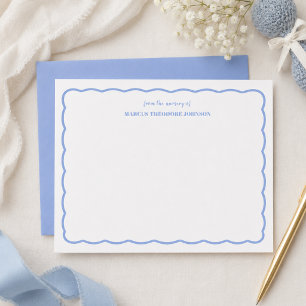 Personalized Blue Baby Shower Thank You Note Card