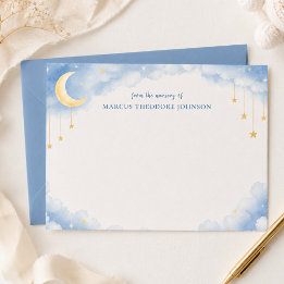 Personalized Blue Baby Shower Thank You Note Card