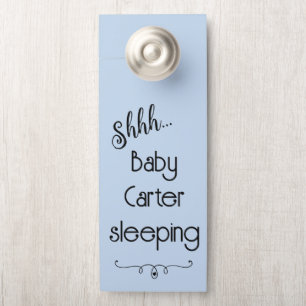 Personalized Blue Baby Sleeping Door Hanger