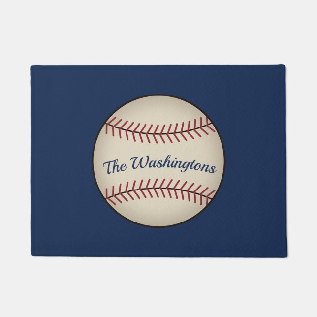 Personalized Blue Baseball Doormat  (Front)