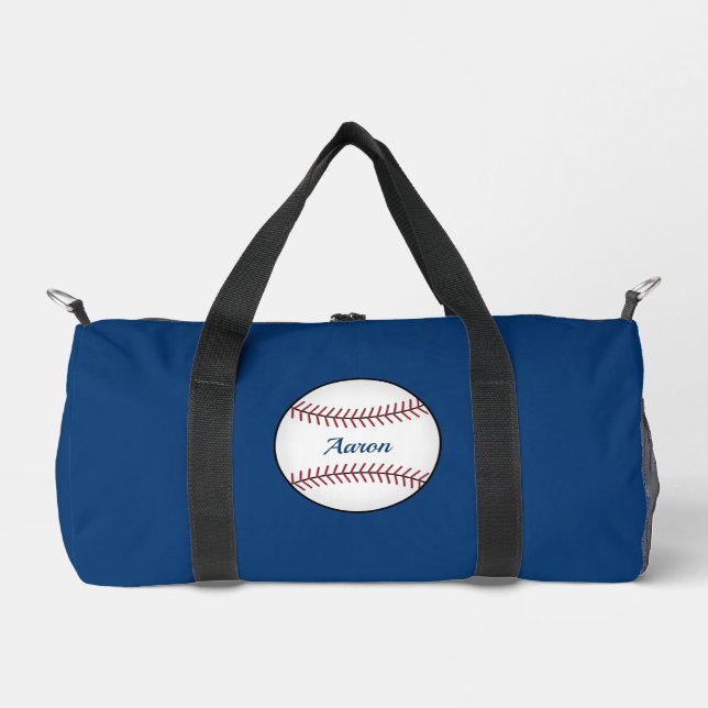  Personalized Blue Baseball Duffel Bag Gift (Front)