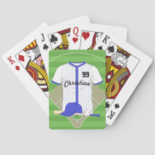 Personalized blue baseball playing cards