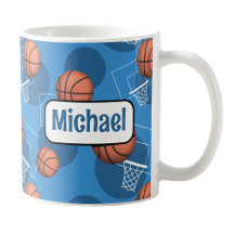 Personalized Blue Basketball Mug