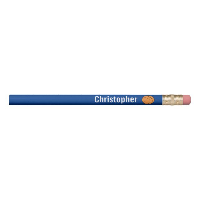 Personalized Blue Basketball Pencil (Front)