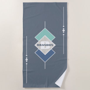 Personalized Blue Beach Towel