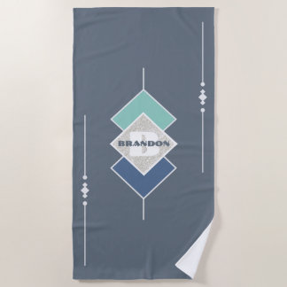 Personalized Blue Beach Towel