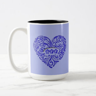 Personalized Blue BFF Heart Mug