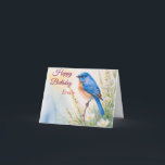 Personalized Blue Bird Flowers Watercolor birthday Card<br><div class="desc">Personalized Blue Bird Spring Flowers Watercolor</div>