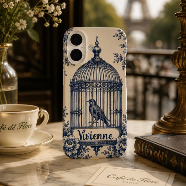 Personalized Blue Birdcage Toile  Case-Mate iPhone Case (Creator Uploaded)