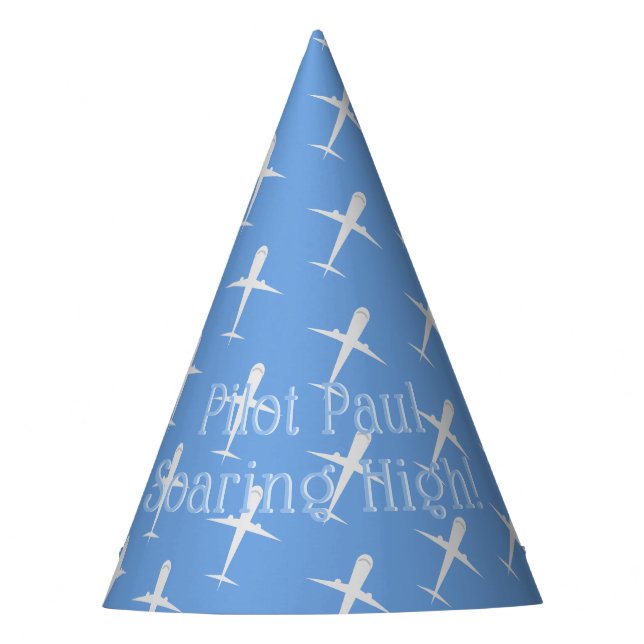 Personalized Blue Birthday Party Pilot Airplane Hat (Front)