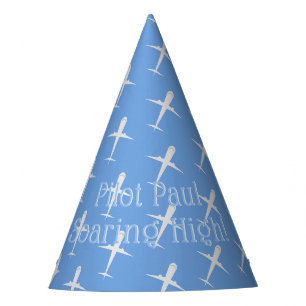 Personalized Blue Birthday Party Pilot Airplane Party Hat