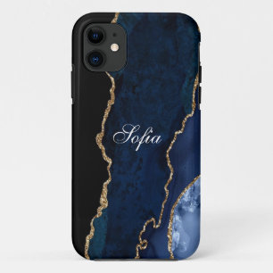 Personalized Blue & Black Agate  iPhone 11 Case