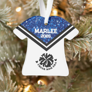 Personalized Blue & Black Cheer Mom Ornament