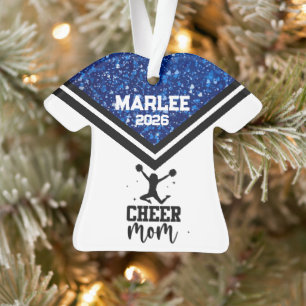 Personalized Blue & Black Cheer Mom Ornament