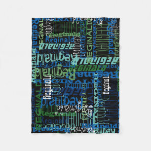 Personalized Blue/Black Custom Name Collage Boy's Fleece Blanket