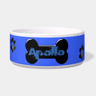 Personalized Blue Black Dog Bone & Paw Prints