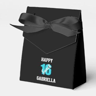 Personalized Blue Black Sweet 16 Ribbon Favour Box