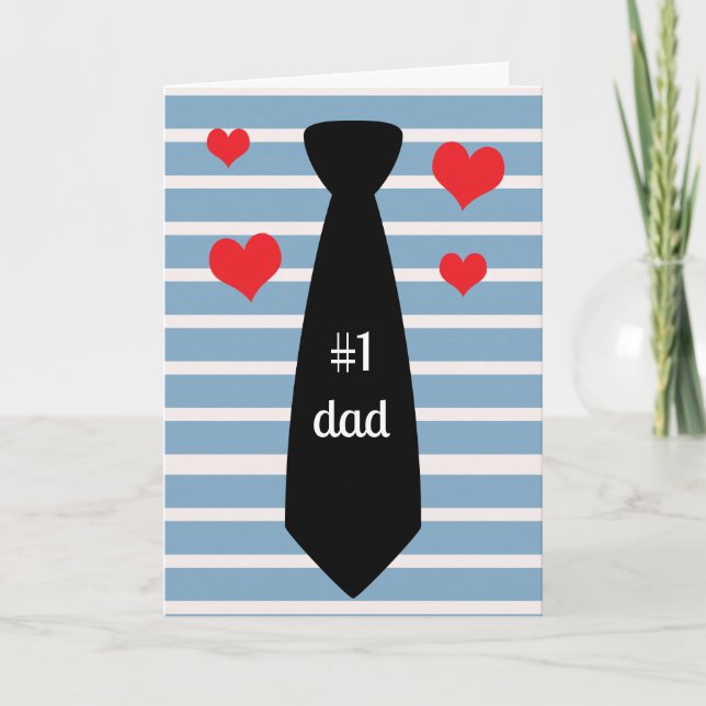 Personalized Blue Black Tie #1 Dad Father's Day Card (Front)