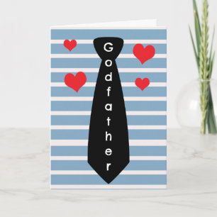 Personalized Blue Black Tie Godfather Father's Day Card