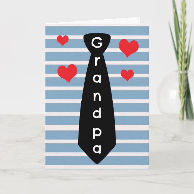 Personalized Blue Black Tie Grandpa Father's Day Card (Front)