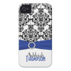 Personalized Blue, Black, White Damask