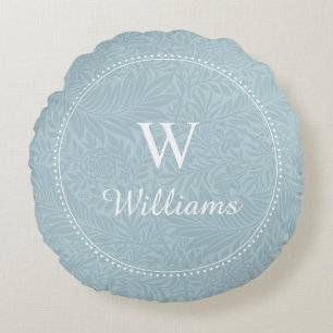 Personalized Blue Botanical Pattern  Round Pillow