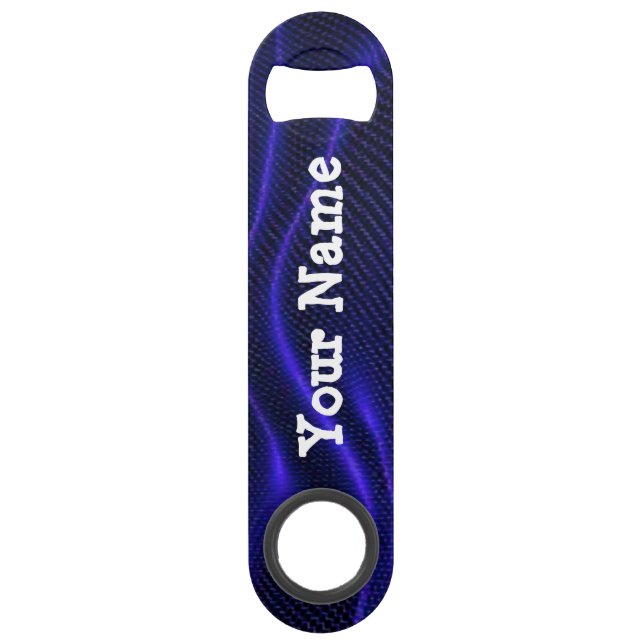 Personalized Blue Bottle Opener Bar Key (Front)