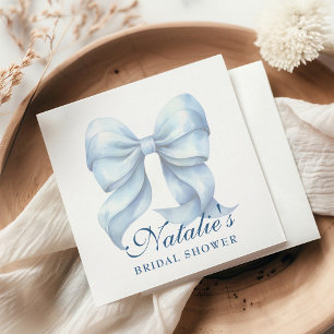 Personalized Blue Bow Bridal Shower Fancy Napkin
