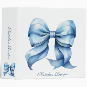 Personalized Blue Bow Bridal Shower Recipe Binder