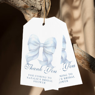 Personalized Blue Bow Bridal Shower Thank You Gift Tags
