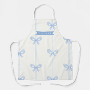 Personalized Blue Bow Coquette Name Aesthetic Apron