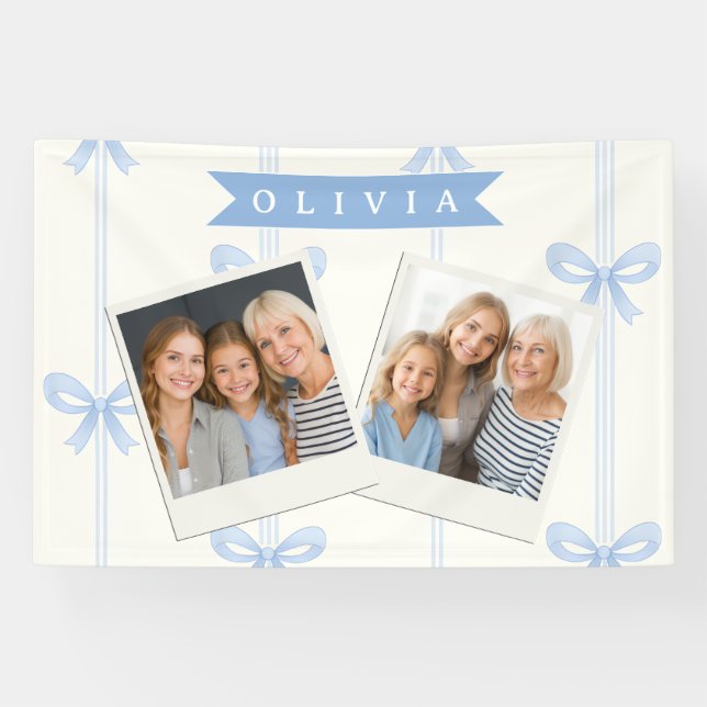 Personalized Blue Bow Coquette Name Aesthetic Banner (Horizontal)