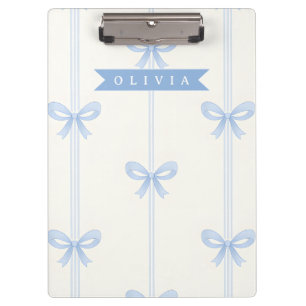 Personalized Blue Bow Coquette Name Aesthetic Clipboard