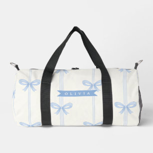 Personalized Blue Bow Coquette Name Aesthetic Duffle Bag