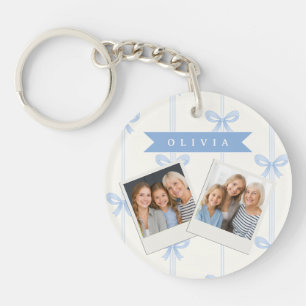 Personalized Blue Bow Coquette Name Aesthetic Keychain