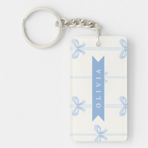 Personalized Blue Bow Coquette Name Aesthetic Keychain