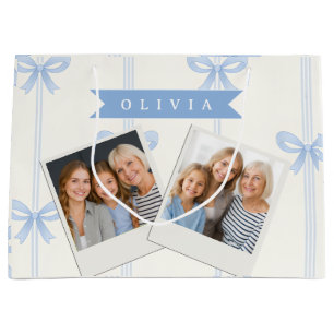 Personalized Blue Bow Coquette Name Aesthetic Large Gift Bag