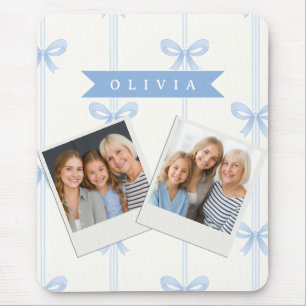 Personalized Blue Bow Coquette Name Aesthetic Mouse Pad